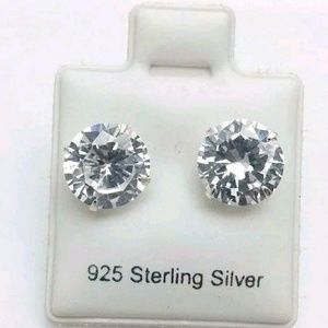2 Carat Round CZ Sterlings Silver Earrings
